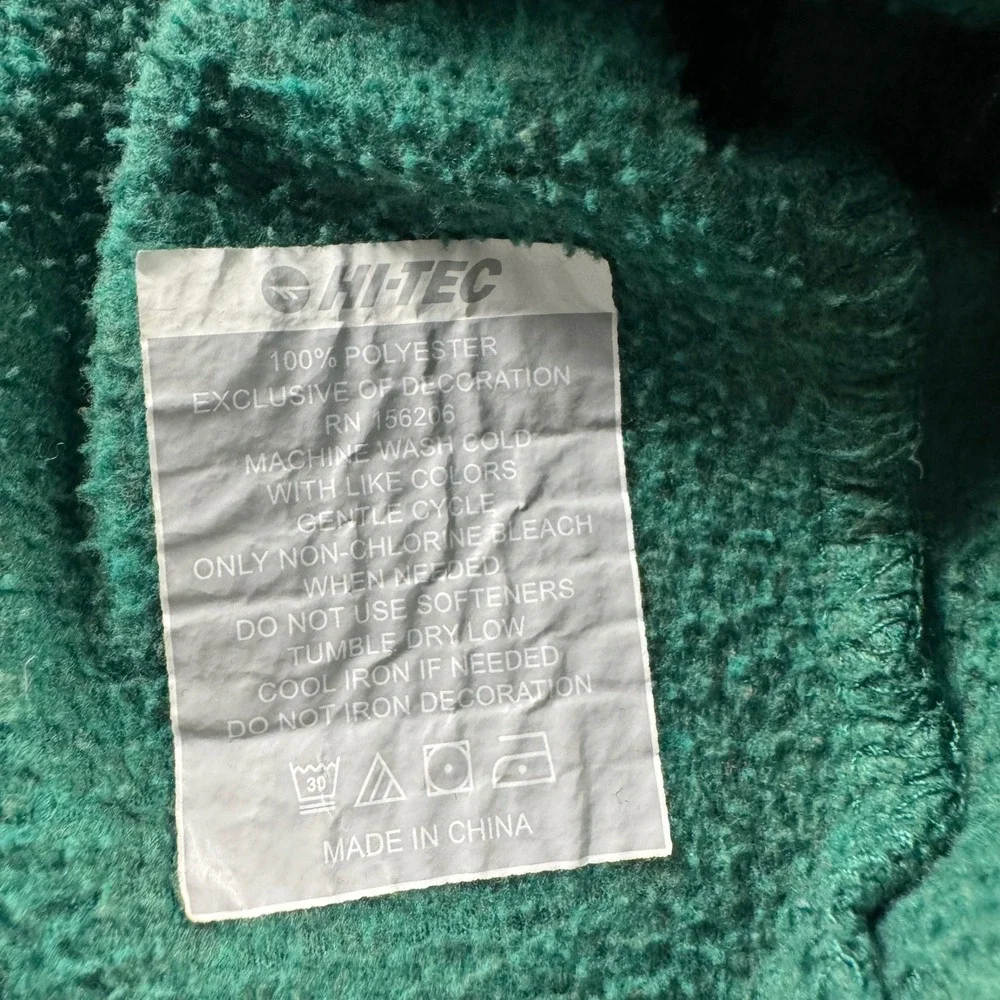 Hi-Tec Mens Green Waffle Grid Fleece Snap Neck Pullover Sweater Size M